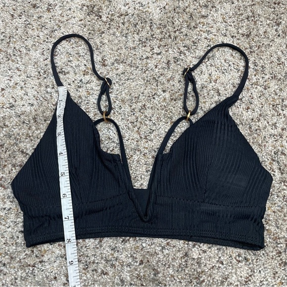 L*SPACE Pointelle Rib Siren Bikini Top in Black Small - Picture 11 of 11